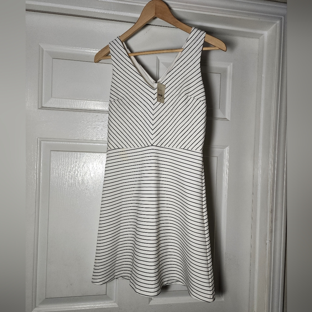 LOFT Striped Dress Sleeveless V-Neck Casual Mini